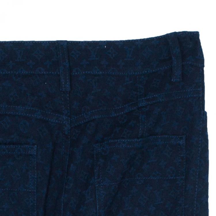 Pre Owned Louis Vuitton Blue Monogram Denim Pants S