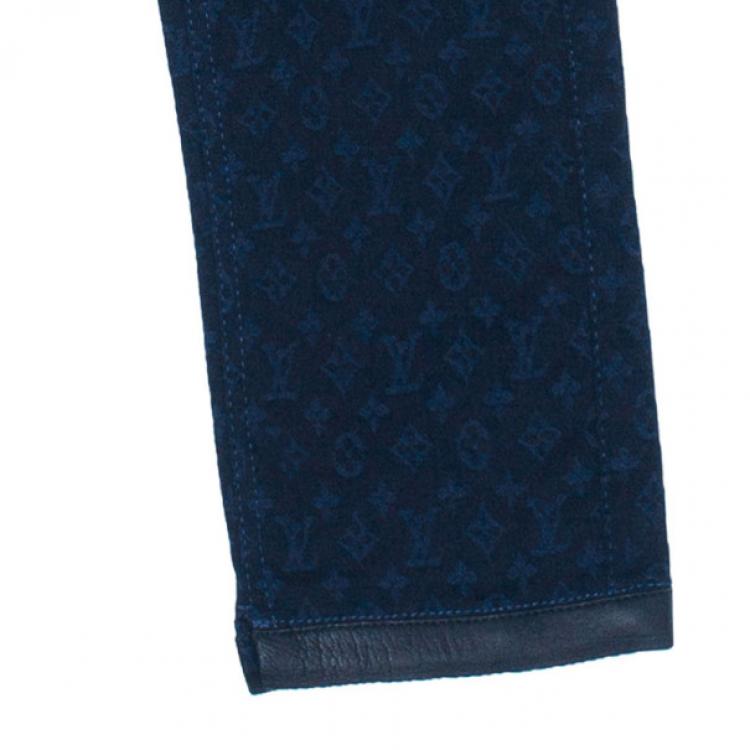 Pre Owned Louis Vuitton Blue Monogram Denim Pants S