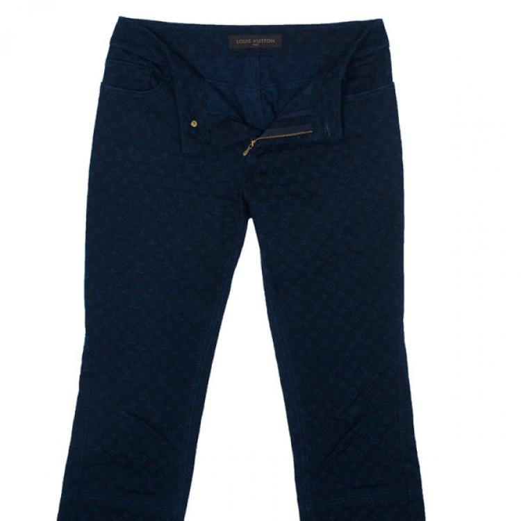 Pre Owned Louis Vuitton Blue Monogram Denim Pants S