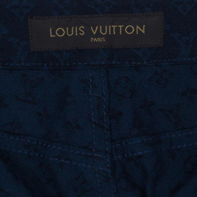 Pre Owned Louis Vuitton Blue Monogram Denim Pants S