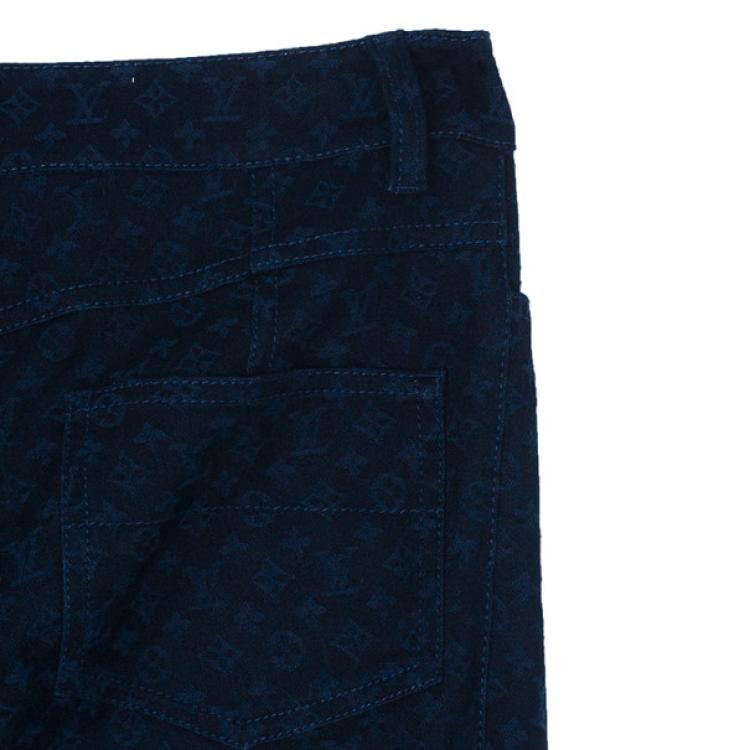 Pre Owned Louis Vuitton Blue Monogram Denim Pants S