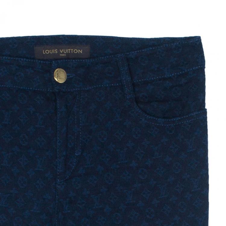 Pre Owned Louis Vuitton Blue Monogram Denim Pants S