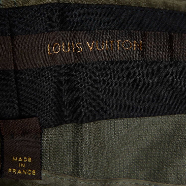 Pre Owned Louis Vuitton Khaki Cotton Pleated Cropped Bloomers M