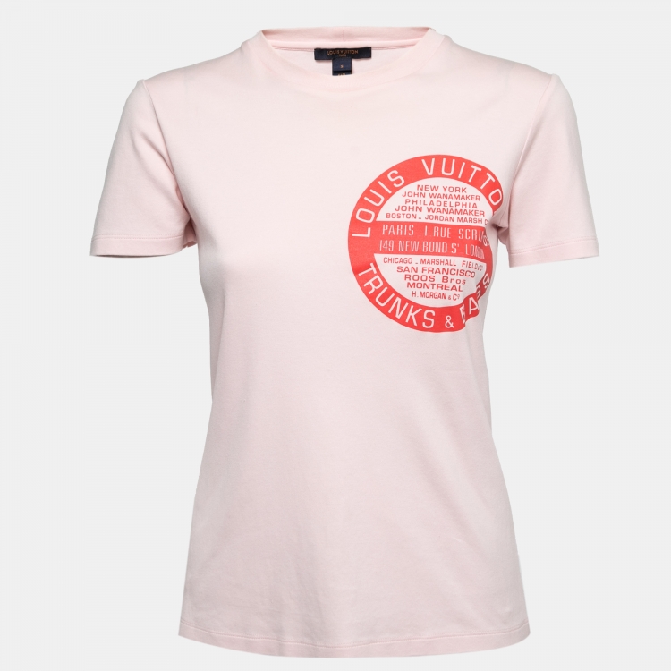 Louis Vuitton Pink World Tour Stamp Print Cotton Crew Neck T-Shirt S Louis  Vuitton | The Luxury Closet