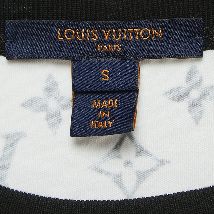 Pre Owned Louis Vuitton Cream Mix Monogram Cotton Chain Crew Neck T-Shirt S