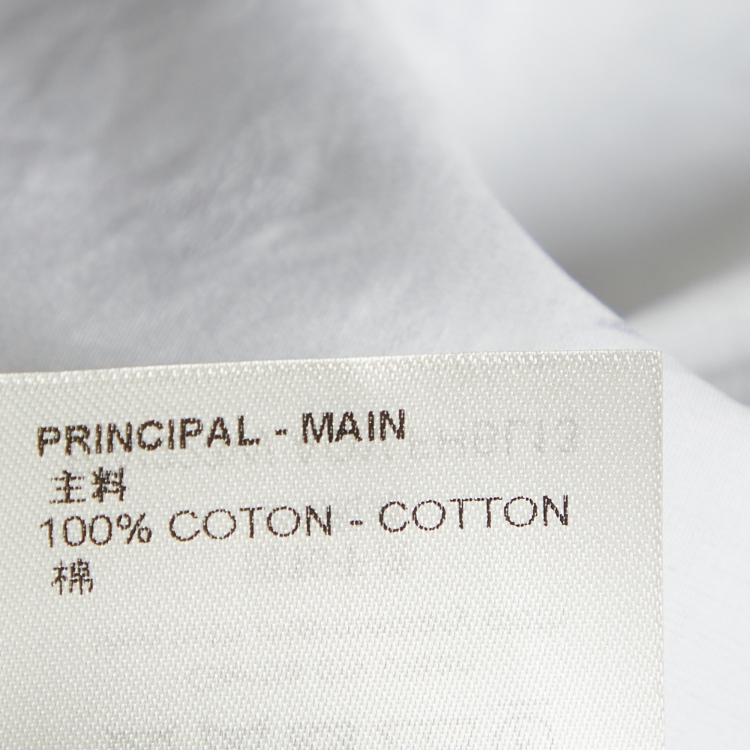 Pre Owned Louis Vuitton White Monogram Fil Coupé Cotton Frill Blouse S