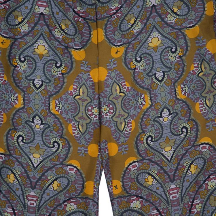 Pre Owned Louis Vuitton Printed Silk Wide Pants S