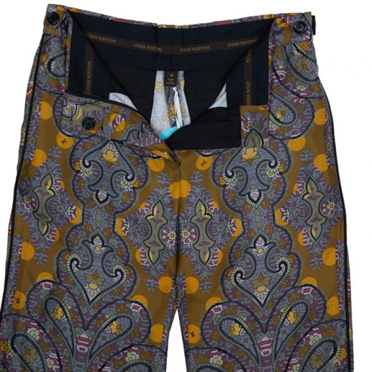 Pre Owned Louis Vuitton Printed Silk Wide Pants S