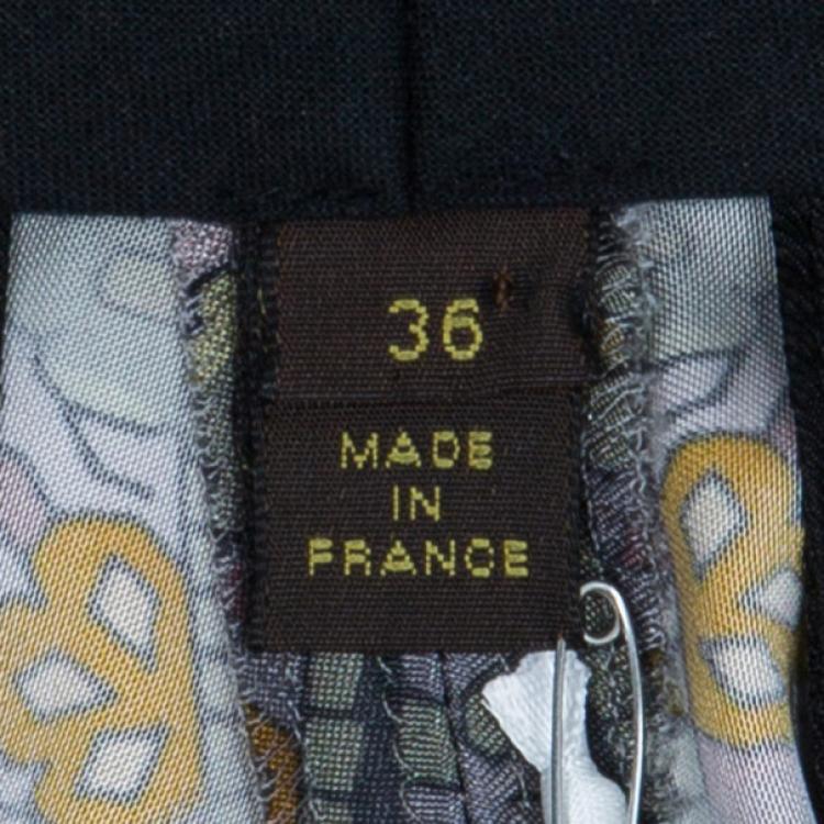 Pre Owned Louis Vuitton Printed Silk Wide Pants S