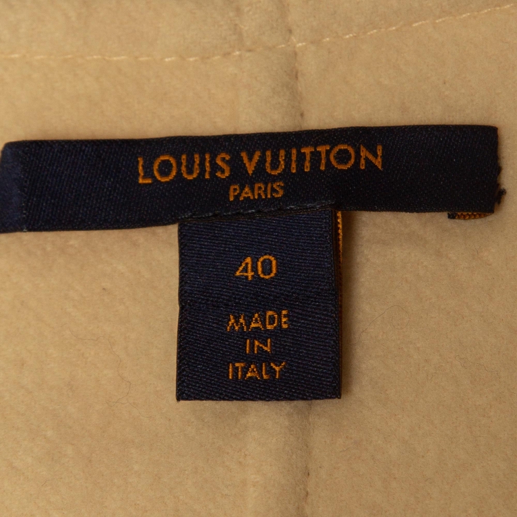 Pre Owned Louis Vuitton Cream Logo Print Wool Zipper Mini Dress M