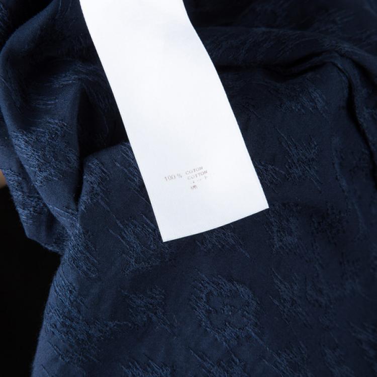 Pre Owned Louis Vuitton Navy Pleated Yoke Blouse S