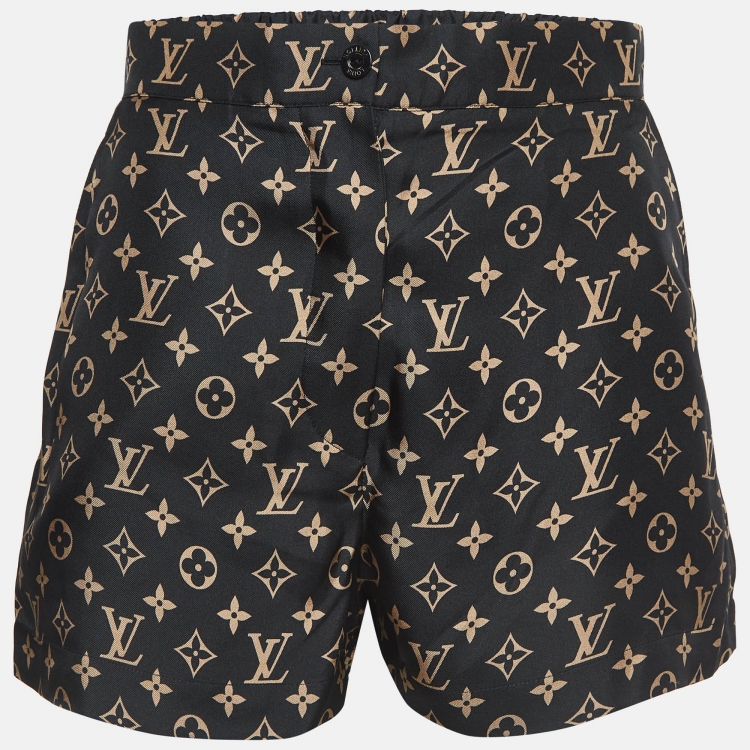 Pre Owned Louis Vuitton Black Monogram Silk Shorts S