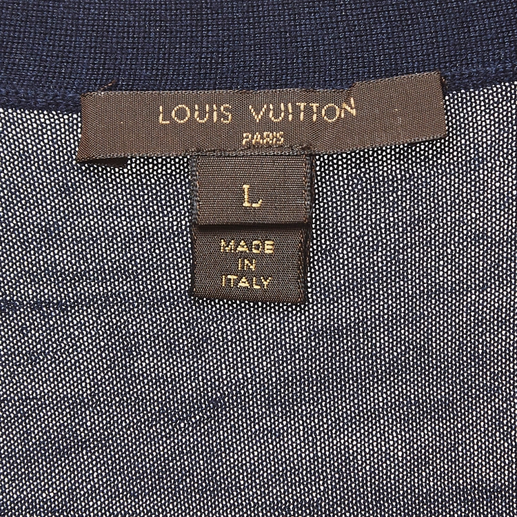 Pre Owned Louis Vuitton Navy Knit Buttoned Cardigan L