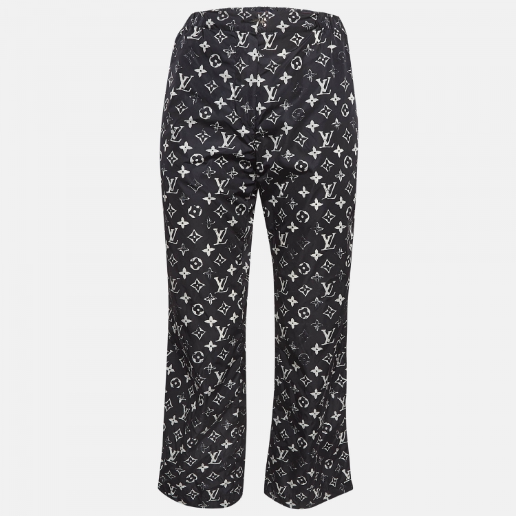 Pre Owned Louis Vuitton Black Monogram Print Synthetic Trouser S