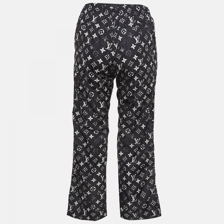 Pre Owned Louis Vuitton Black Monogram Print Synthetic Trouser S