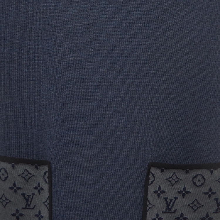Pre Owned Louis Vuitton Navy Blue Monogram Pocket Knit T-Shirt  Dress L