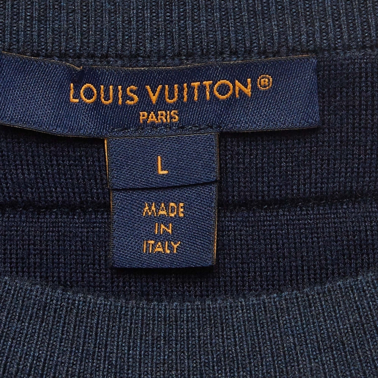 Pre Owned Louis Vuitton Navy Blue Monogram Pocket Knit T-Shirt  Dress L