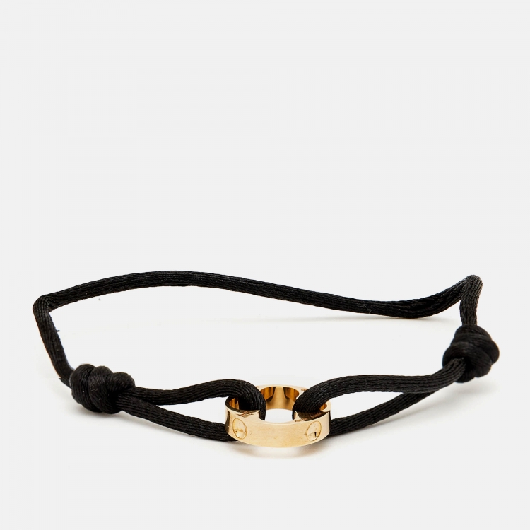 Pre Owned Louis Vuitton Empreinte Black Cord 18K Yellow Gold Bracelet