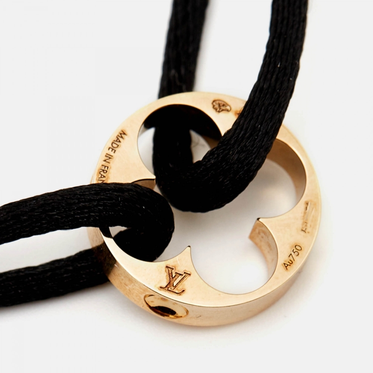 Pre Owned Louis Vuitton Empreinte Black Cord 18K Yellow Gold Bracelet