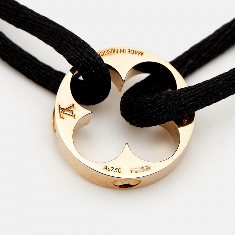Pre Owned Louis Vuitton Empreinte Black Cord 18K Yellow Gold Bracelet