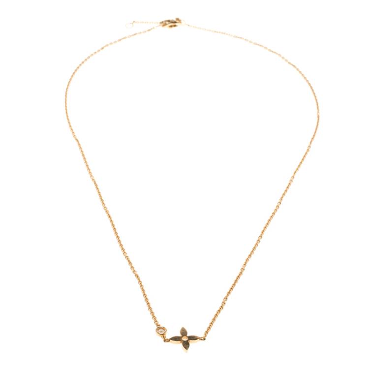 Pre Owned Louis Vuitton Idylle Blossom Diamond 18k Rose Gold Chain Necklace