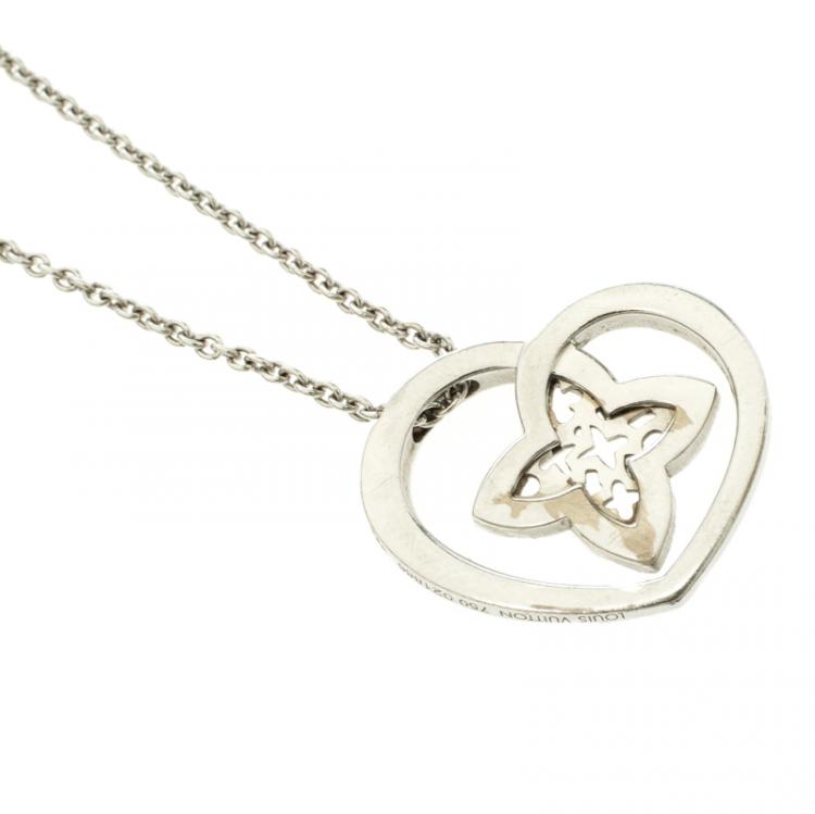 Pre Owned Louis Vuitton Coeur Diamond & 18K White Gold Chain Necklace