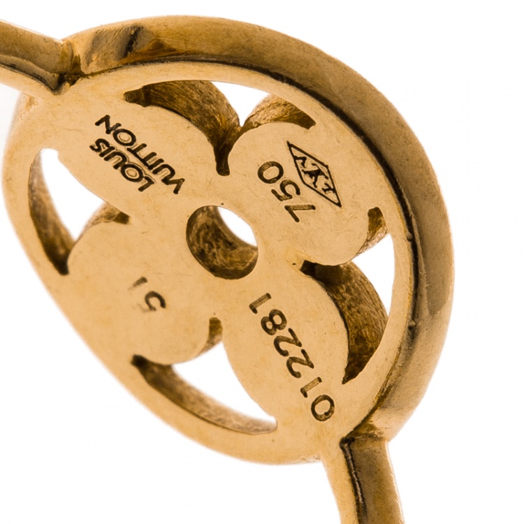 Pre Owned Louis Vuitton Monogram Idylle Blossom 18k Yellow Gold Stack Ring Set Size 51
