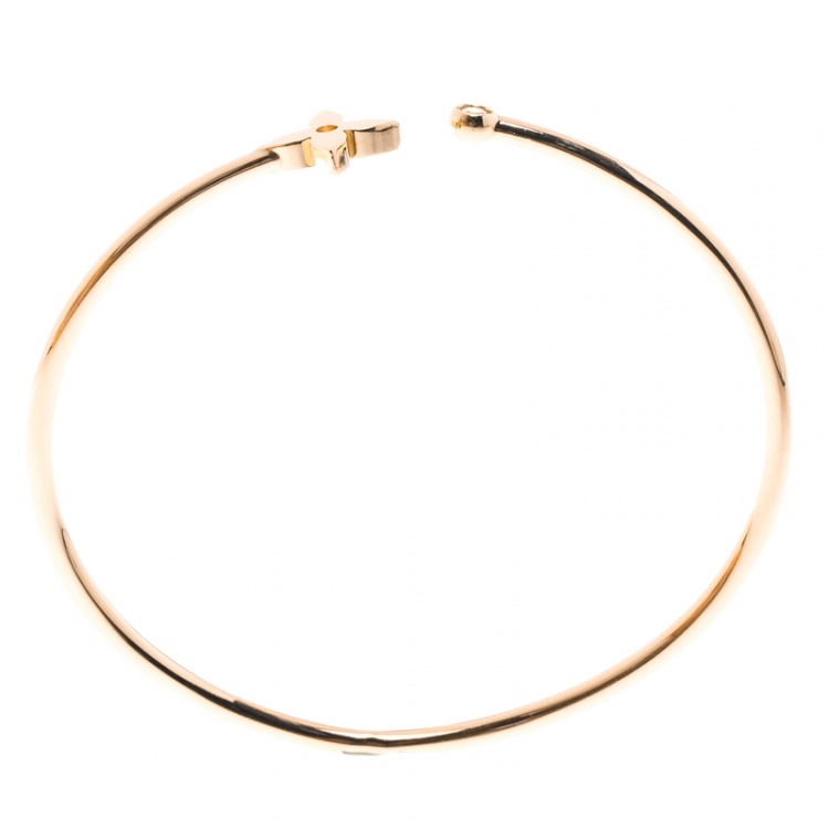 Pre Owned Louis Vuitton Idylle Blossom Diamond 18k Rose Gold Twist Bracelet 16cm