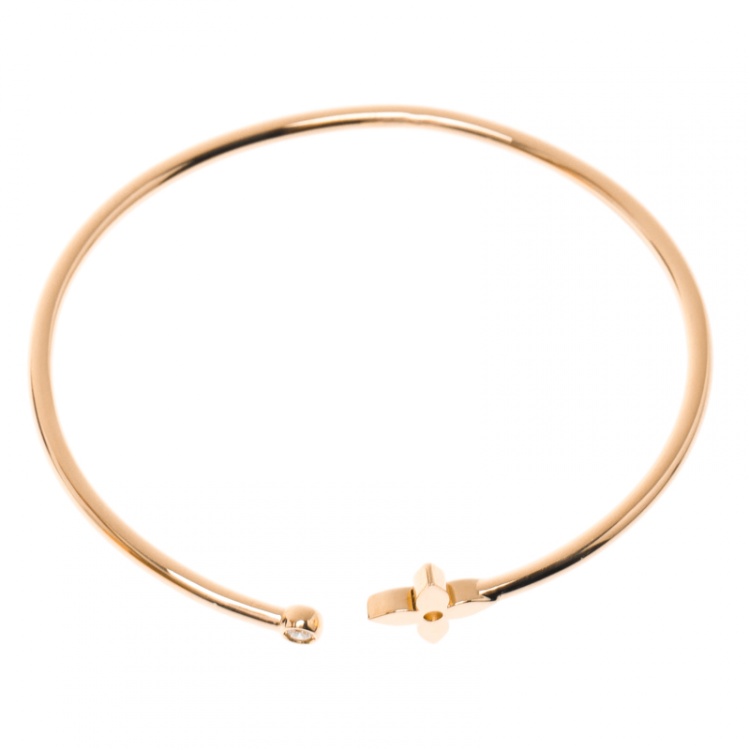 Pre Owned Louis Vuitton Idylle Blossom Diamond 18k Rose Gold Twist Bracelet 16cm