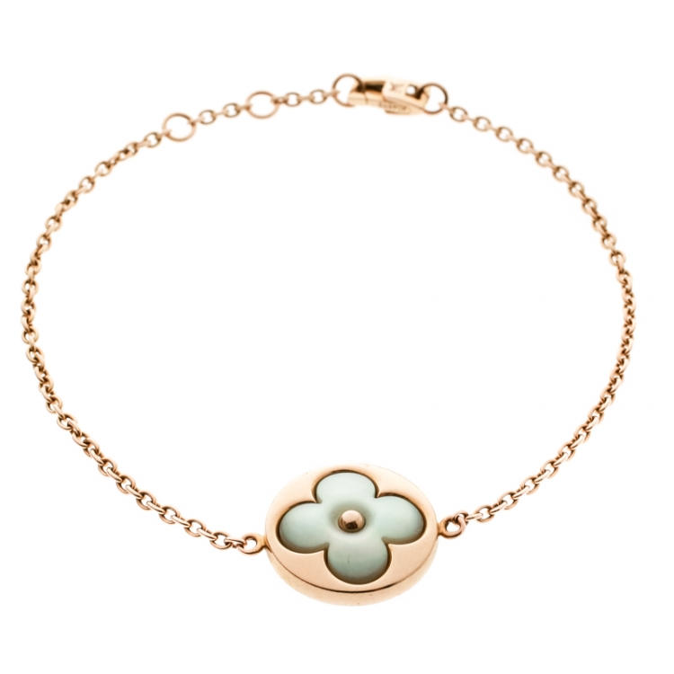 Pre Owned Louis Vuitton Color Blossom Sun Mother Of Pearl 18k Rose Gold Charm Bracelet