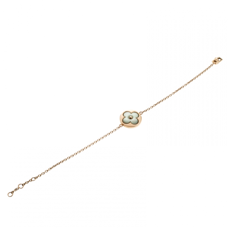 Pre Owned Louis Vuitton Color Blossom Sun Mother Of Pearl 18k Rose Gold Charm Bracelet