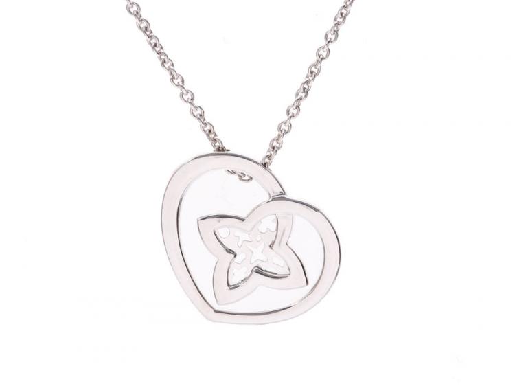 Pre Owned Louis Vuitton Coeur Diamond & 18K White Gold Chain Necklace