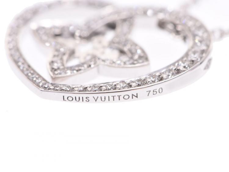 Pre Owned Louis Vuitton Coeur Diamond & 18K White Gold Chain Necklace