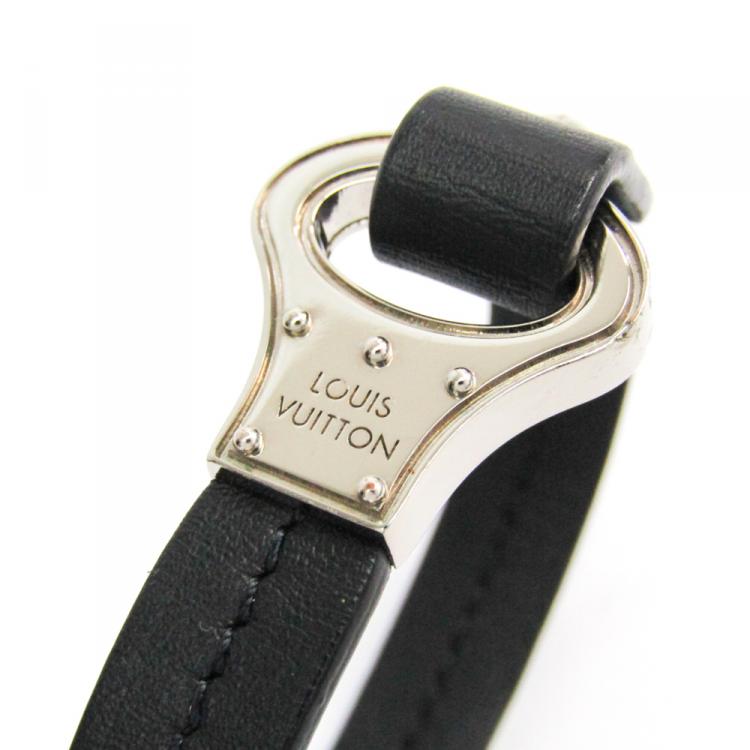 Pre Owned Louis Vuitton Noir Leather Bracelet 21