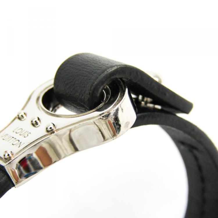 Pre Owned Louis Vuitton Noir Leather Bracelet 21
