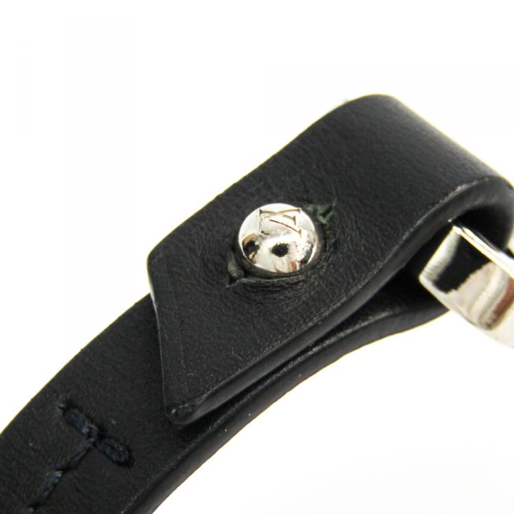 Pre Owned Louis Vuitton Noir Leather Bracelet 21
