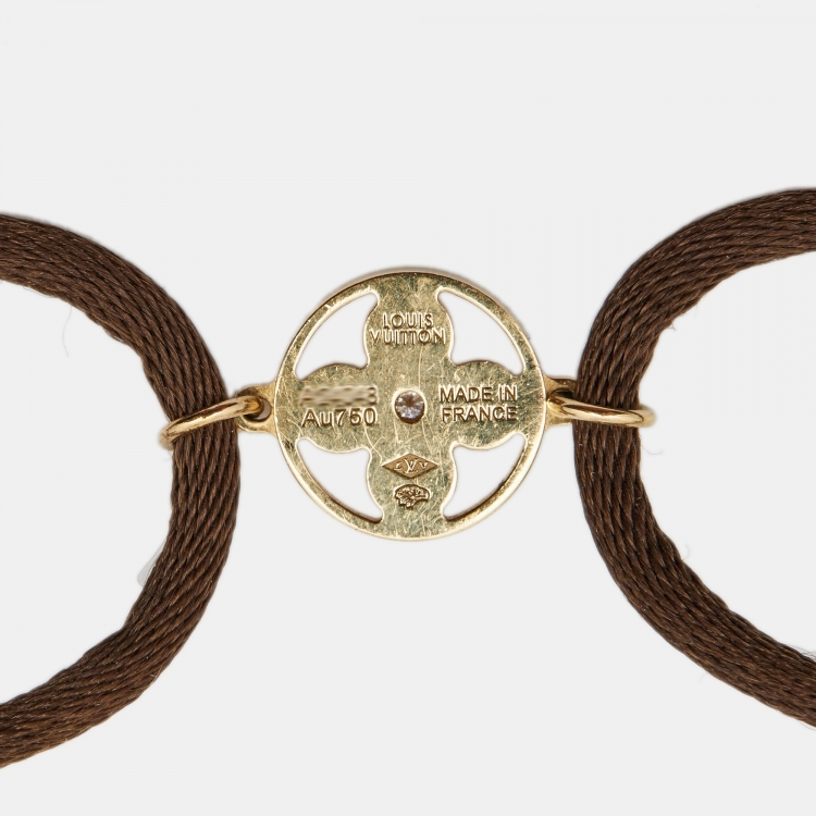 Pre Owned Louis Vuitton Idylle Blossom Diamond 18k Yellow Gold Adjustable Cord Bracelet