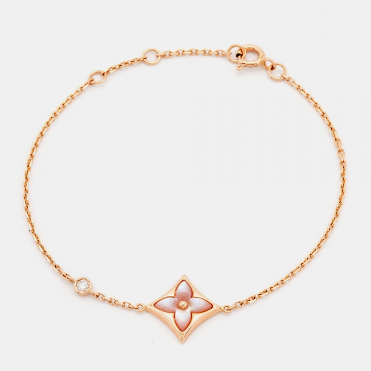 Luxury Mother of Pearl Color Blossom Diamond Bracelet