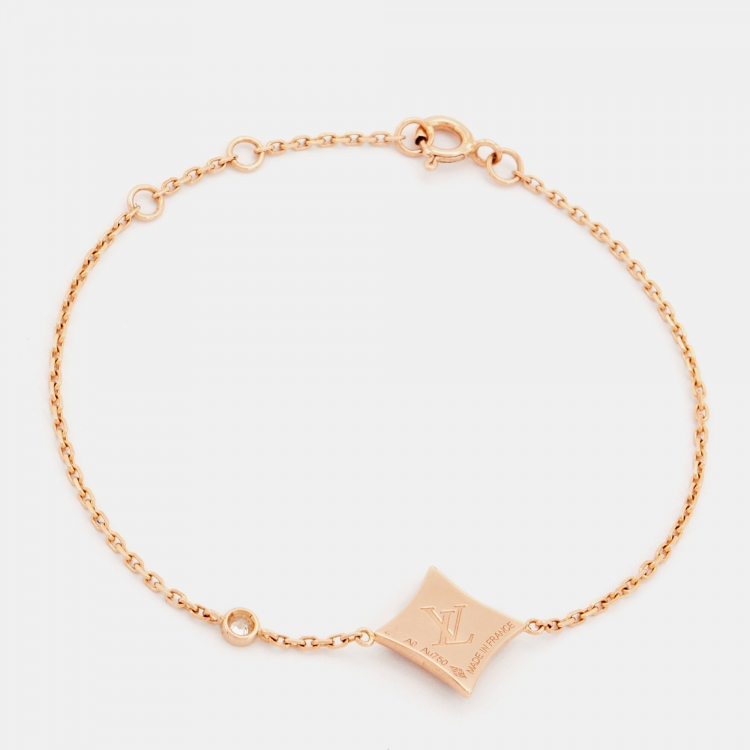 Pre Owned Louis Vuitton Blossom Star BB Pink Mother of Pearl Diamond 18k Rose Gold Bracelet