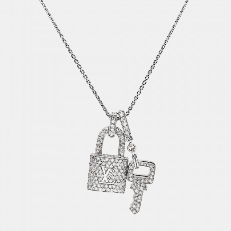 18K Gold Louis Vuitton Padlock Diamond Pendant