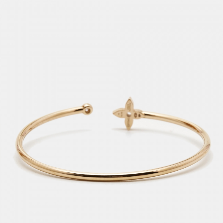 Pre Owned Louis Vuitton  Idylle Blossom Diamond 18k Rose Gold Twist Cuff Bracelet 16