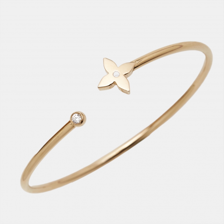 Pre Owned Louis Vuitton  Idylle Blossom Diamond 18k Rose Gold Twist Cuff Bracelet 16