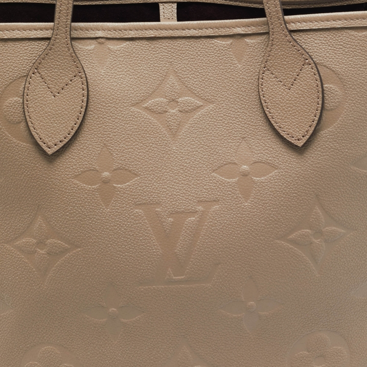 Pre Owned Louis Vuitton Tourterelle Monogram Empreinte Leather Neverfull MM Bag