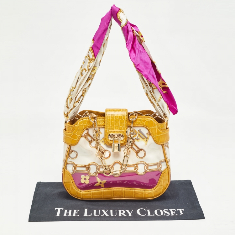 Pre Owned Louis Vuitton Multicolor PVC and Alligator Monogram Charms Linda Scarf Bag