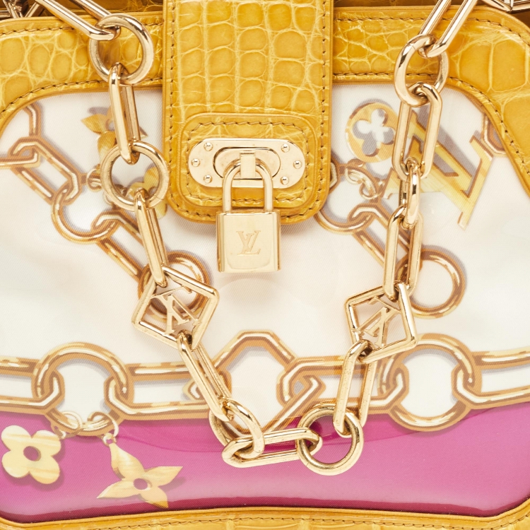 Pre Owned Louis Vuitton Multicolor PVC and Alligator Monogram Charms Linda Scarf Bag