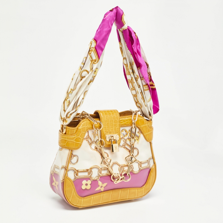 Pre Owned Louis Vuitton Multicolor PVC and Alligator Monogram Charms Linda Scarf Bag