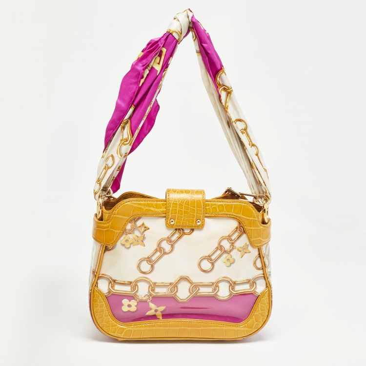 Pre Owned Louis Vuitton Multicolor PVC and Alligator Monogram Charms Linda Scarf Bag
