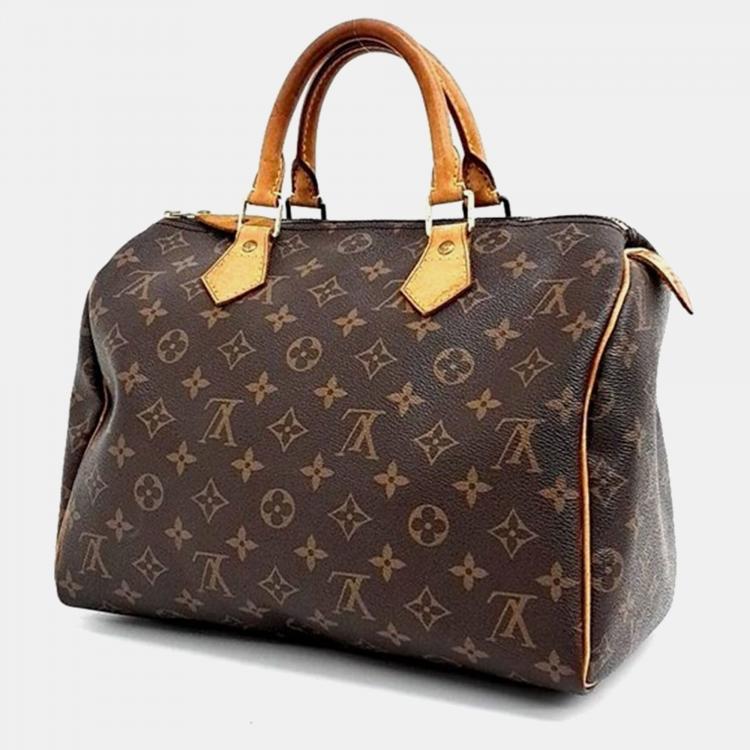 Pre Owned Louis Vuitton Brown Monogram Speedy 30 Satchel Bag