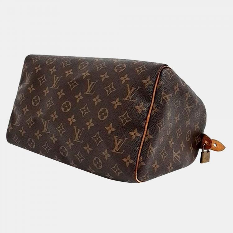 Pre Owned Louis Vuitton Brown Monogram Speedy 30 Satchel Bag