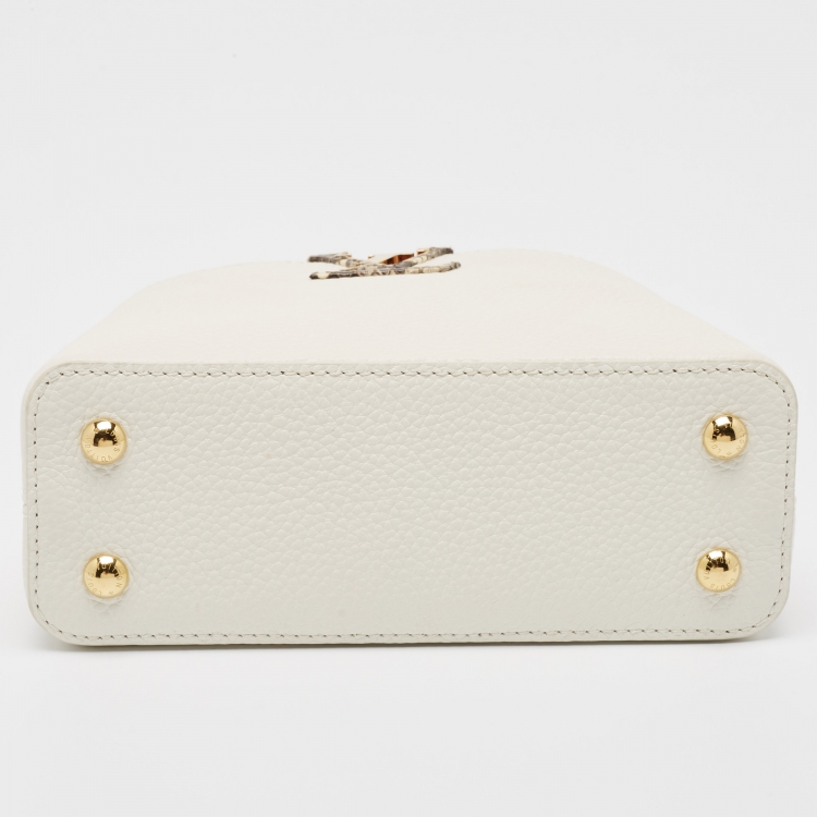 Pre Owned Louis Vuitton White/Beige Taurillon Leather and Python Mini Capucines Bag